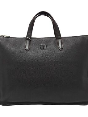Loewe Dark Brown Pebbled Leather Top-Handle Briefcase